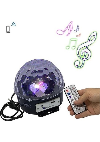 Bluetooth Sd Aux USB LED Disko Lamba Topu Speaker