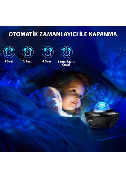 Smart Starry Projektör Light-Blth+Müzik+7farklı Ambians