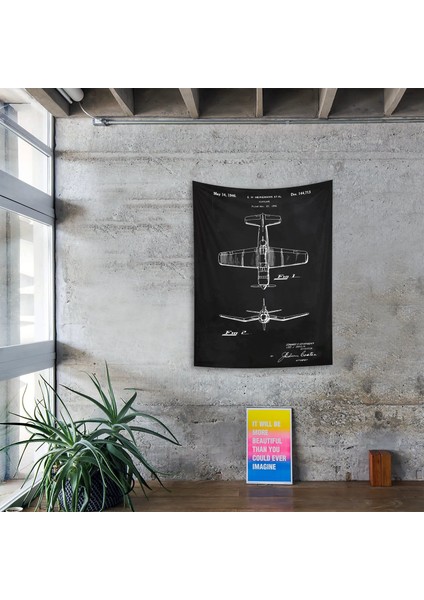 F4U Corsair Chalkboard Duvar Örtüsü - 100 cm x 135 cm