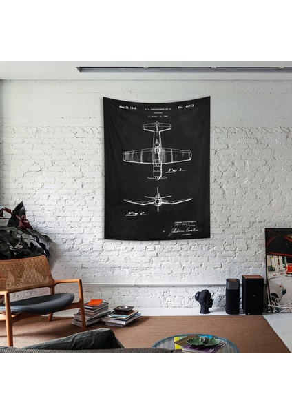 F4U Corsair Chalkboard Duvar Örtüsü - 100 cm x 135 cm