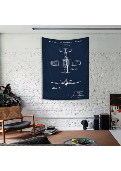 F4U Corsair Navyblue Duvar Örtüsü - 100 cm x 135 cm