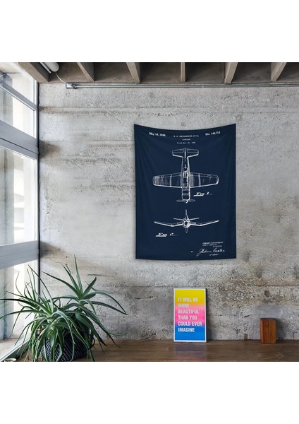 F4U Corsair Navyblue Duvar Örtüsü - 100 cm x 135 cm