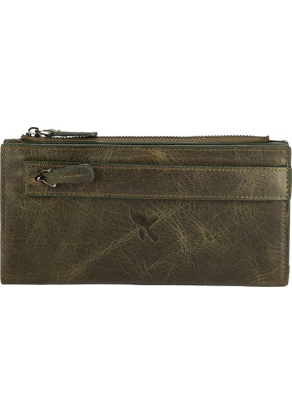Karali Deri Deri Portföy Cüzdanı Crazy Yeşil BC487-07