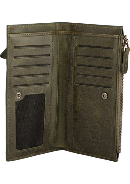 Karali Deri Deri Portföy Cüzdanı Crazy Yeşil BC487-07 fırsatları