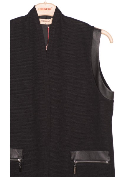 Kadın Deniz Şönil Derili Fermuar Detaylı Siyah Yelek fiyatları