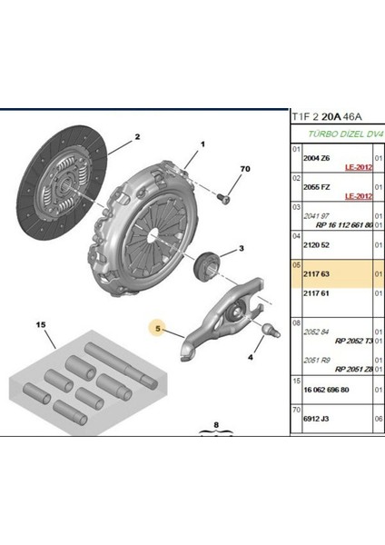 Debriyaj Çatalı 206 307 (BRS5181-BPE435006-KB25018-211763) fiyatları