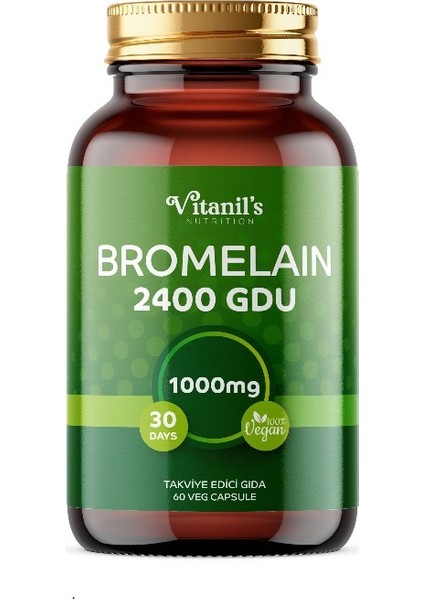 Bromelain 60 Bitkisel Kapsül - 2400 GDU