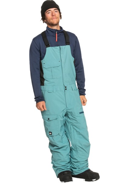 Erkek Snowboard Pantolonu Utility Bib Mavi Kayak/Snowboard Giyim