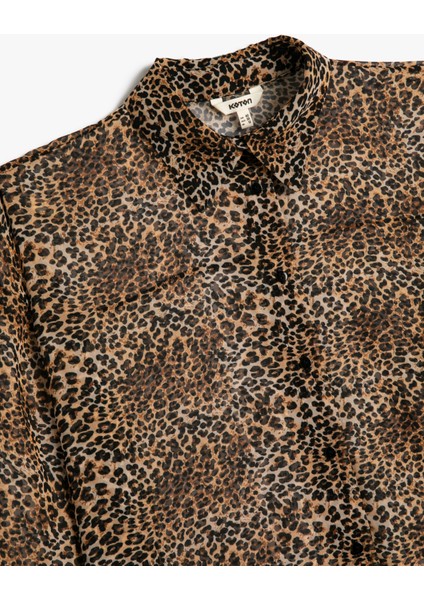 Leopar Desenli Gömlek Uzun Kollu Düğmeli modelleri