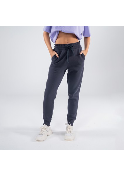 Friday Offset Agar Kadın Koyu Mavi Cepli Lastikli Jogger Pantalon Eşofman Altı