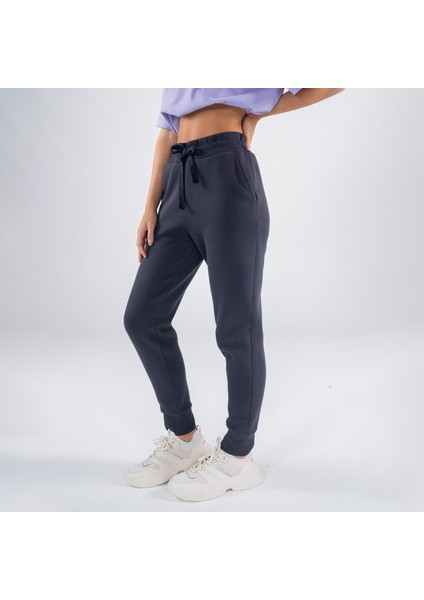 Friday Offset Agar Kadın Koyu Mavi Cepli Lastikli Jogger Pantalon Eşofman Altı