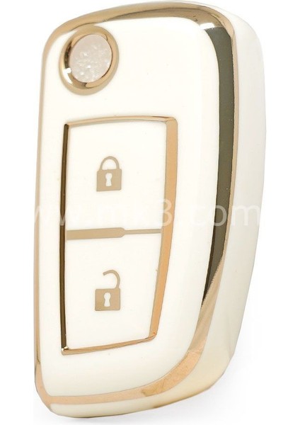 Nissan Micra Juke Qashqai X-Trail Note Pulsar Sustalı Nano Anahtar Kılıfı 2 Buton Beyaz