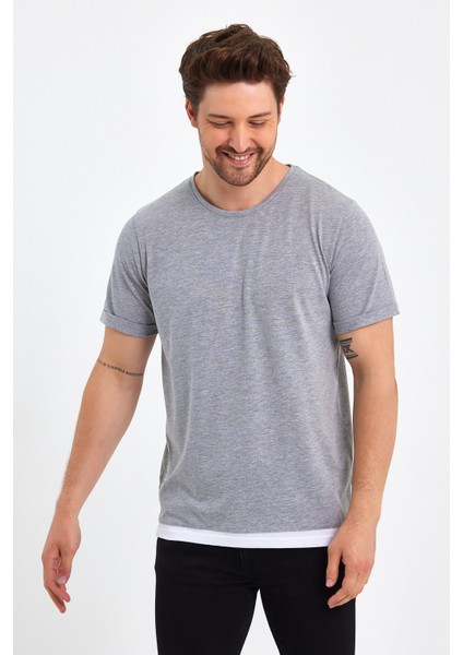 2515 Yeni Sezon Sıfır Yaka Kısa Kollu Prefer Baskı Detaylı Specıal Collectıon T-Shırt modelleri