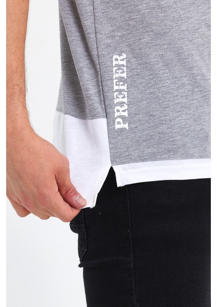 2515 Yeni Sezon Sıfır Yaka Kısa Kollu Prefer Baskı Detaylı Specıal Collectıon T-Shırt indirimleri