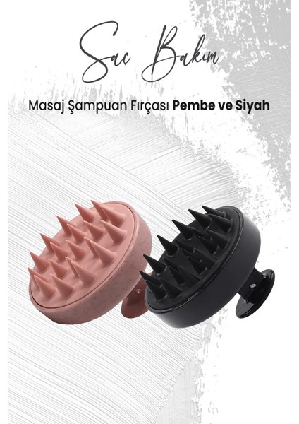 Yumuşak Silikonlu Masaj Şampuan Fırçası Pembe ve Siyah