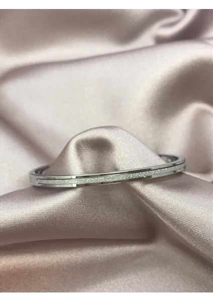 Çelik Sedefli Silver Kelepçe Bileklik
