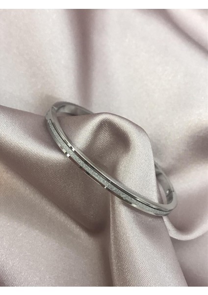 Çelik Sedefli Silver Kelepçe Bileklik