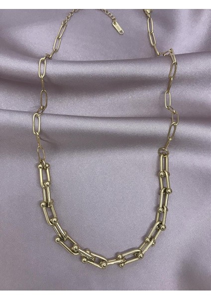 Çelik Geçmeli Gold Kolye