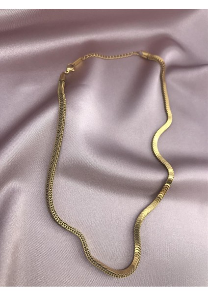 Çelik Çift Yönlü Gold Kolye (40+5 Cm)