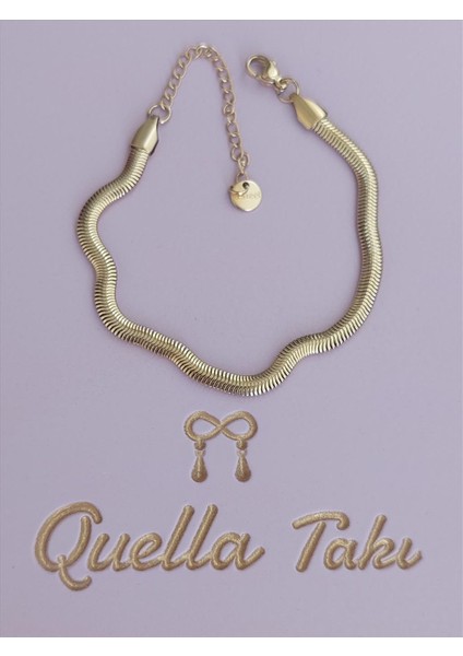 Çelik Yassı Gold Bileklik (18+5 Cm/3 Mm)