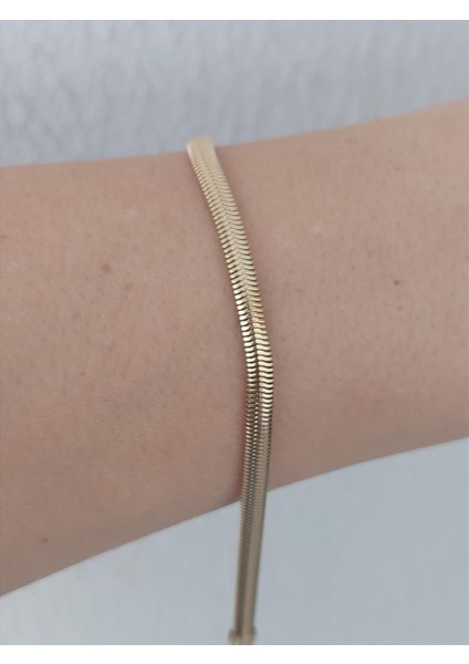Çelik Yassı Gold Bileklik (18+5 Cm/3 Mm) modelleri