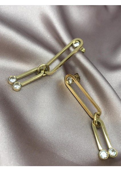Çelik Pırlanta Gold Küpe modelleri