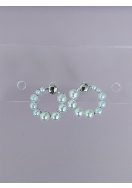 Rodyum Halka Inci Silver Küpe