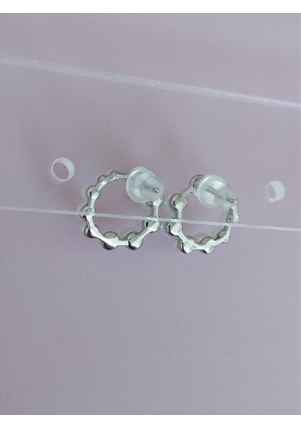 Rodyum Halka Inci Silver Küpe