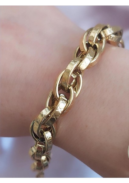 Çelik Içiçe Sarmal Gold Bileklik (17-22 cm arası kullanılabilir) fiyatları