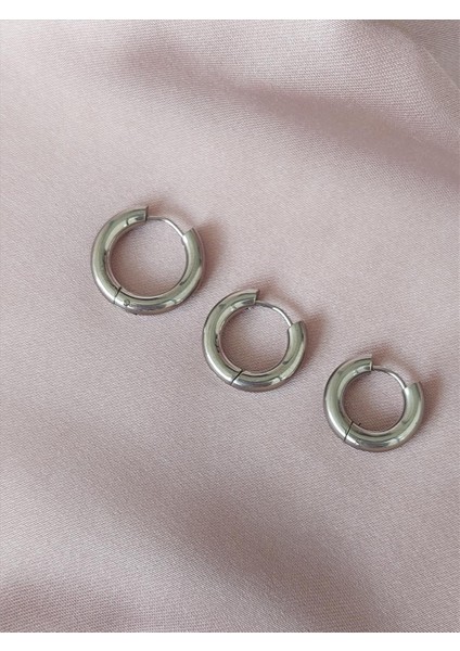 Çelik 3'lü Halka Silver Küpe