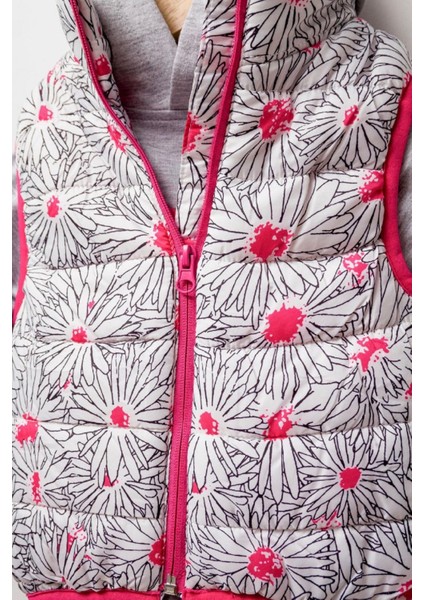 Yeni Trend Sezon 2/5 Yaş Çiçekli Şişme Yelekli Kapüşonlu 3'lü Şık Eşofman Takımı-Vişne fırsatları