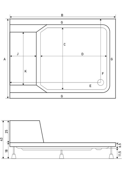 Bıanna Dikdörtgen Monoblok Oturmalı Duş Teknesi 70*150 modelleri