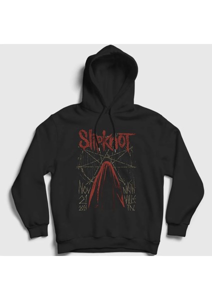 The Baski Slipknot Nashville Baskılı %100 Pamuk Içi Polar 3 Iplik Siyah Sweatshirt