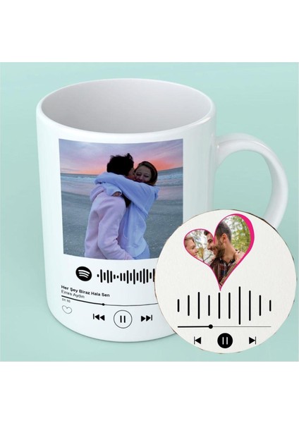 Spotify Kodlu Kişiye Özel Kupa Bardak ve Altlıgı