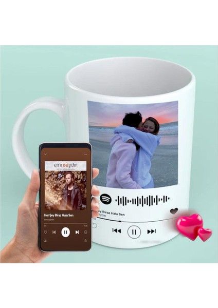 Spotify Kodlu Kişiye Özel Kupa Bardak ve Altlıgı modelleri