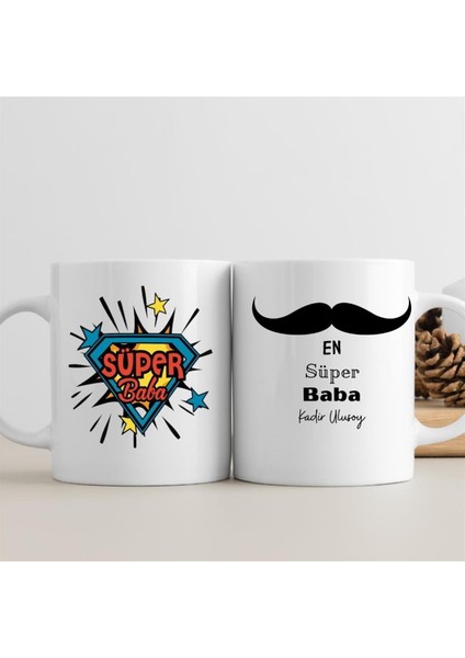 Babaya Esprili Süper Baba Mesajlı Porselen Kupa Bardak
