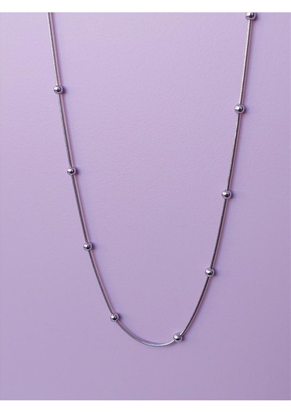 Çelik 60-65 cm Topçuk Silver Kolye