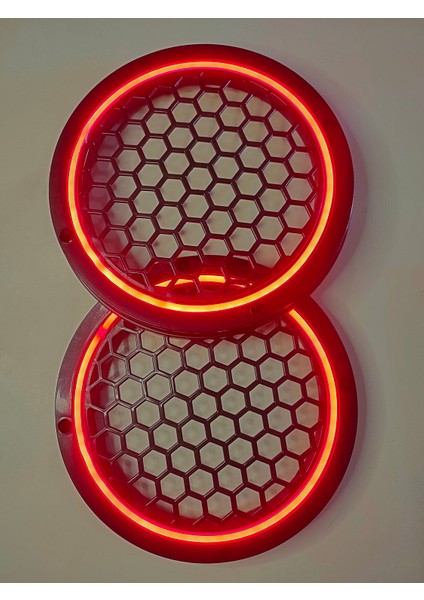 Hoparlör Kapağı 20 cm Ledli 2'li Takım - Kırmızı