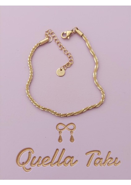 Çelik Işıl Gold Bileklik (3 Mm)