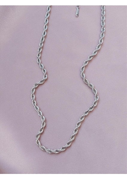 Çelik Burgu Silver Kolye (Kalınlık : 3 Mm/uzunluk 40-45 Cm)