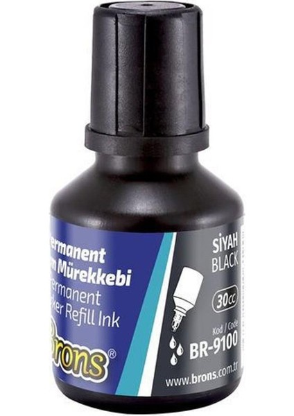 Siyah Yuvarlak Uçlu Markör Permanent Kalem 6 Adet Hı-Text Marker Mürekkep Siyah 30 ml 1 Adet Brons Koli Kalemi