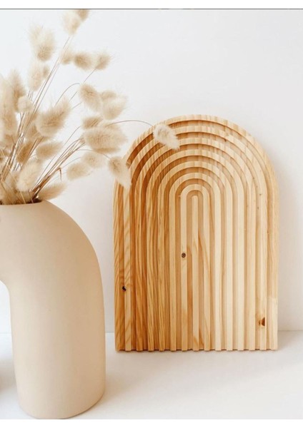 Ahşap Oymalı Yarım Gökkuşağı Dekoratif Tepsi Sunum Tepsisi Sunumluk 1 Adet