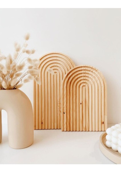 Ahşap Oymalı Yarım Gökkuşağı Dekoratif Tepsi Sunum Tepsisi Sunumluk 1 Adet modelleri