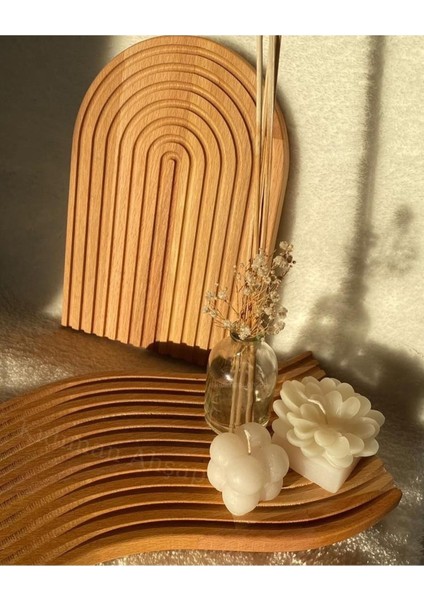 Ahşap Oymalı Yarım Gökkuşağı Dekoratif Tepsi Sunum Tepsisi Sunumluk 1 Adet modelleri