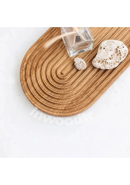 Ahşap Oymalı Gökkuşağı Sunum Tepsisi ve Kesme Tahtası Boho Sunum Takılık Takı Tepsisi Büyük Boy