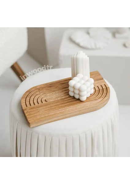 Ahşap Gökkuşağı Sunumluk Kahve Ürün Sunumluk