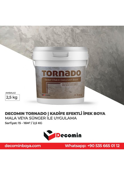 DECOMİN TORNADO İPEKSİ SEDEF EFEKTLİ DEKORATİF SİLVER KAPLAMA BOYASI (2,5 Kg)