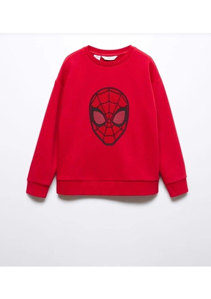 Erkek Kırmızı Örümcek Adam Spiderman Baskılı Sweatshirt