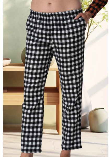 Mecit 204 Beyaz Ekoseli Kadın Alt Pijama