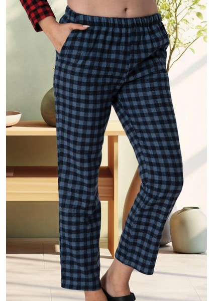 Mecit 200 Indigo Ekoseli Kadın Alt Pijama